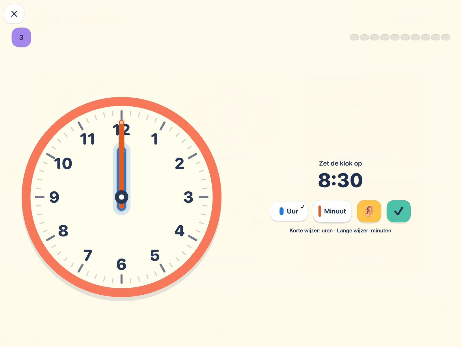 Clock Party on iPad: set the clock hands