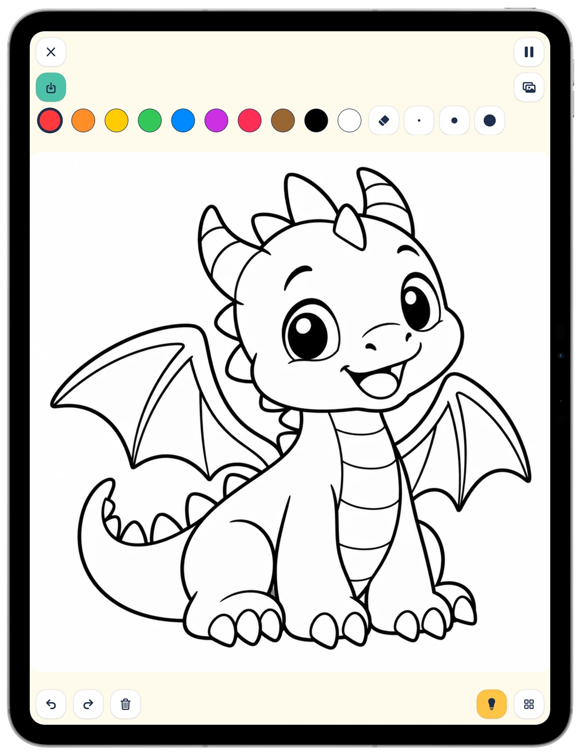 Drawing on iPad: colour your own dragon