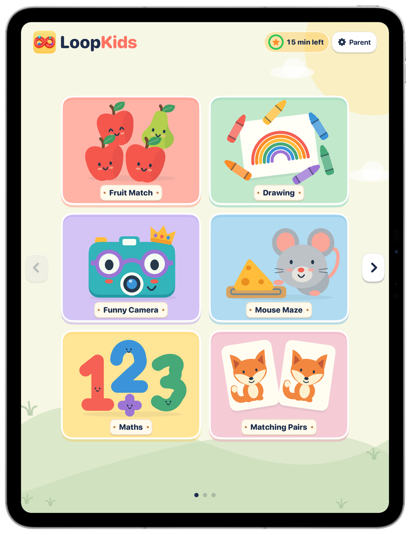 LoopKids home screen on iPad