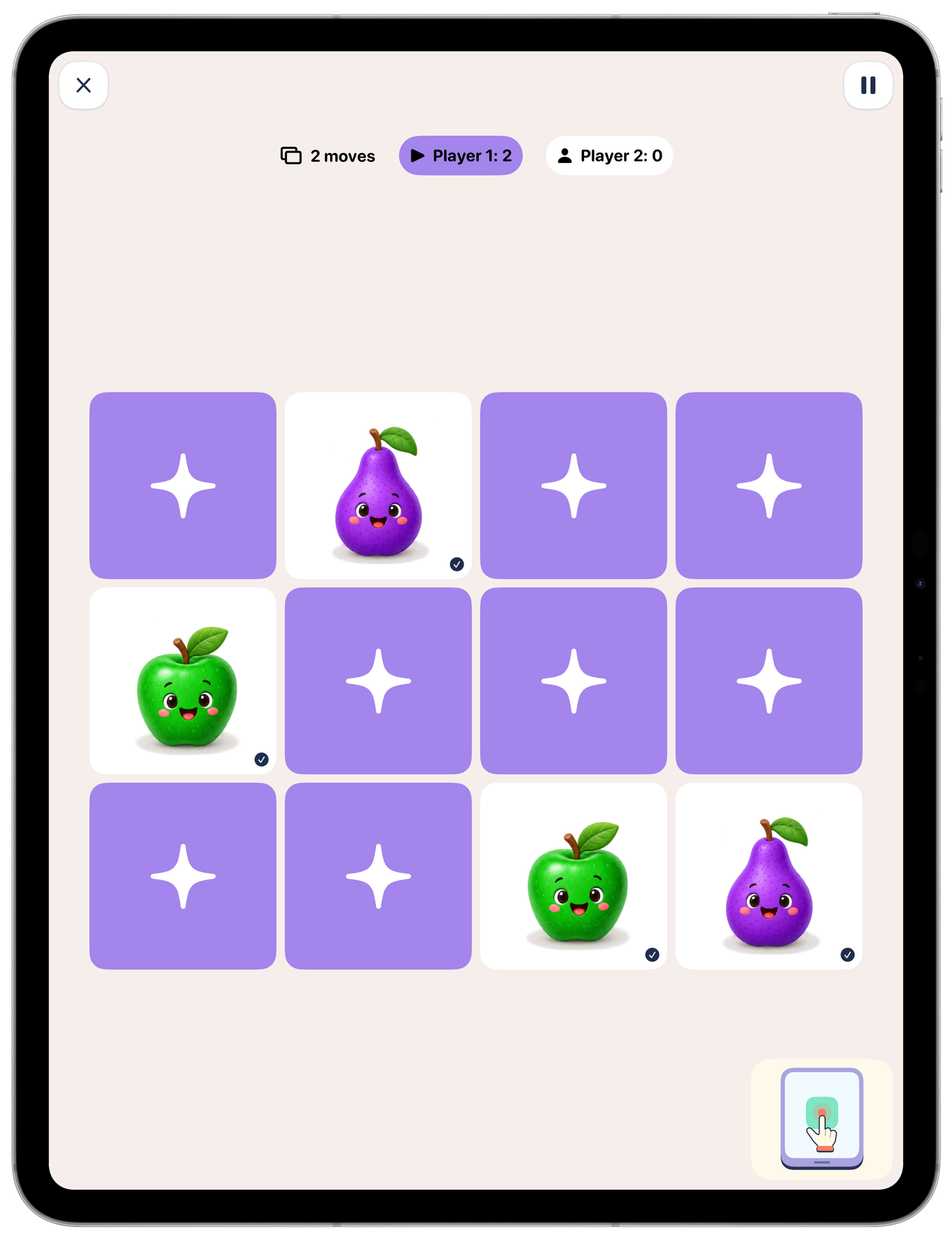 Matching Pairs on iPad: find the matching pictures